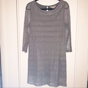 Lucky Brand Medium Crochet Grey Sparkled Dress